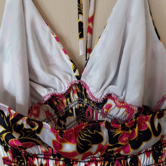 FLAMINGO USA Sexy Pink/Yellow/Black/Cream Backless Tank Women's L - Picture 11 of 12